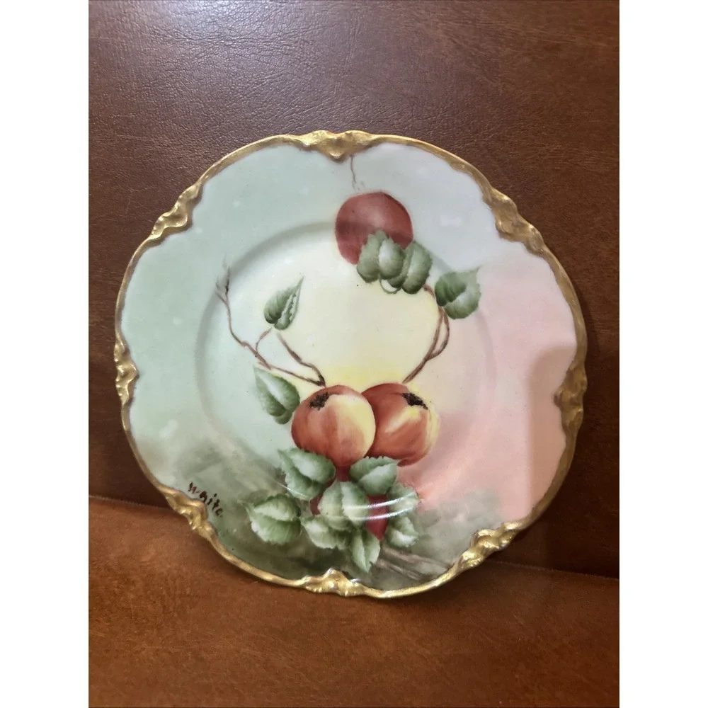 Vintage Antique German Bavaria Painted Fruit Design Porcelain Plate7-1/2
